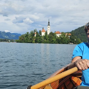 Rowing on the famous lake Bled