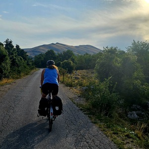 Setting off early for the big climb into Montenegro